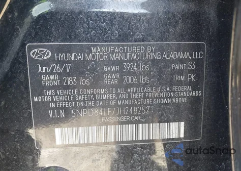 2018 Hyundai Elantra Sel из США, поврежденный, VIN 5NPD84LF7JH248252